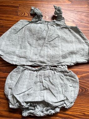 Siaomimi Sage Ruffle Strap Tank & Bloomers Summer Set Swiss Dot
